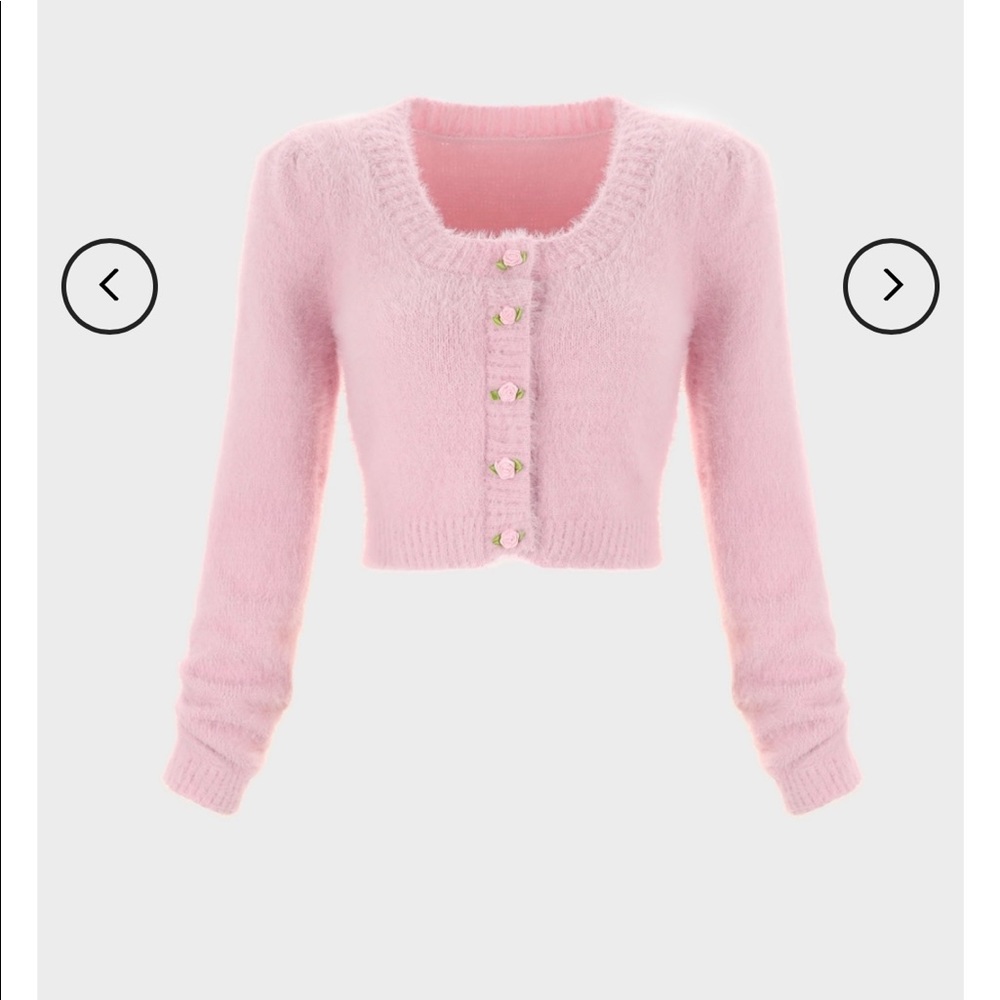 Cider fuzzy cardigan with rose buttons